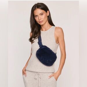 The Cashmere Project faux fur Fanny pack navy city NWT